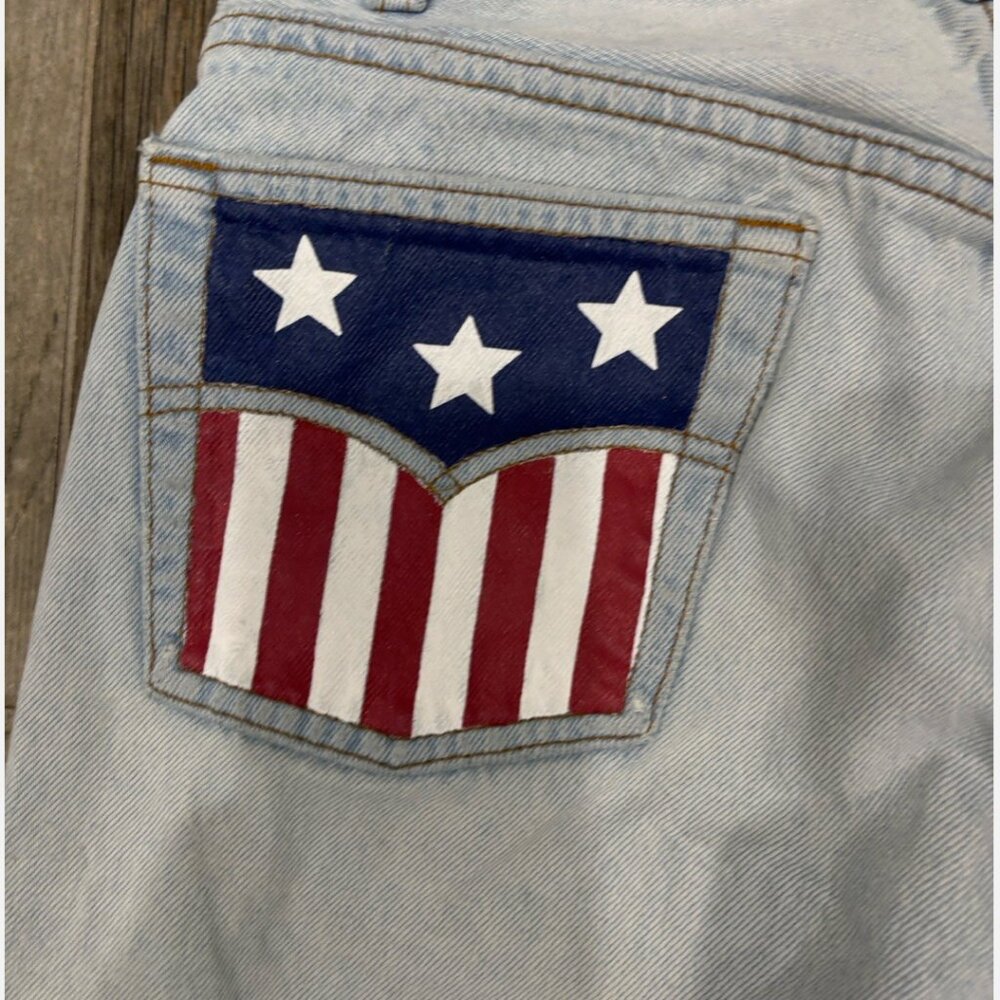 VINTAGE 1988 501 LEVI'S HAND PAINTED FLAG 501 XX Mens (Actual 26x32.5) Jean - Picture 9 of 14